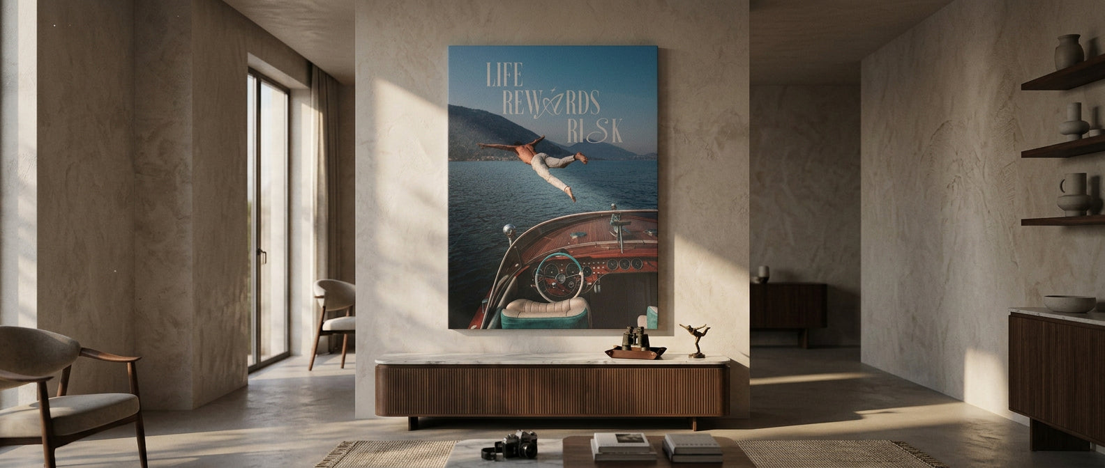 DOTCOMCANVAS Life Rewards Risk Leinwandbild Banner