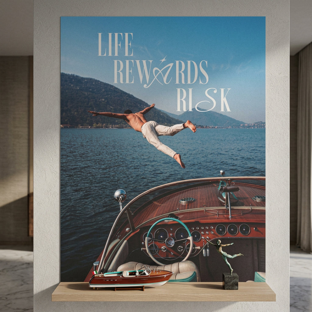DOTCOMCANVAS Life Rewards Risk Poster im Wohnraum Mockup