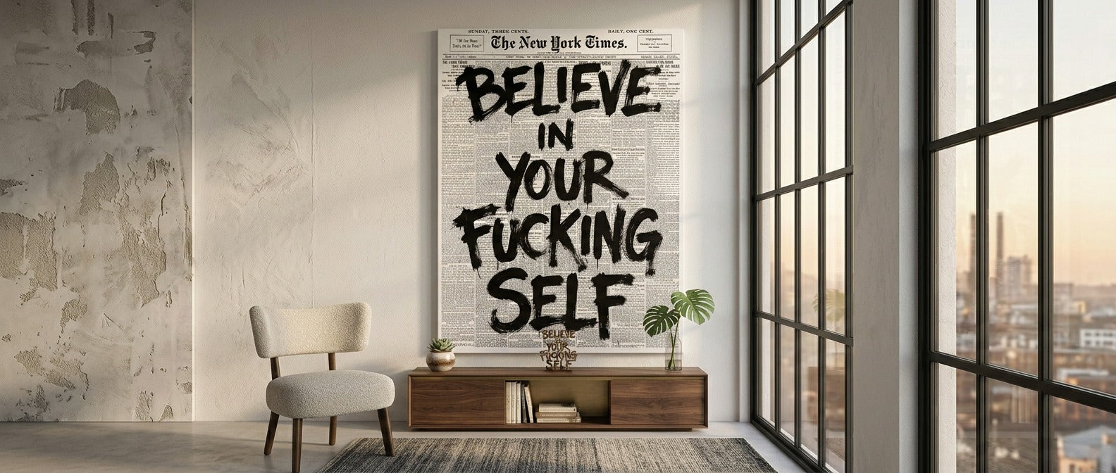 Believe in your f***ing self Leinwand Banner
