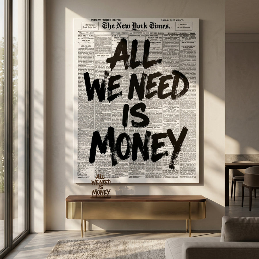 All we need is money - Raum Mockup Leinwand