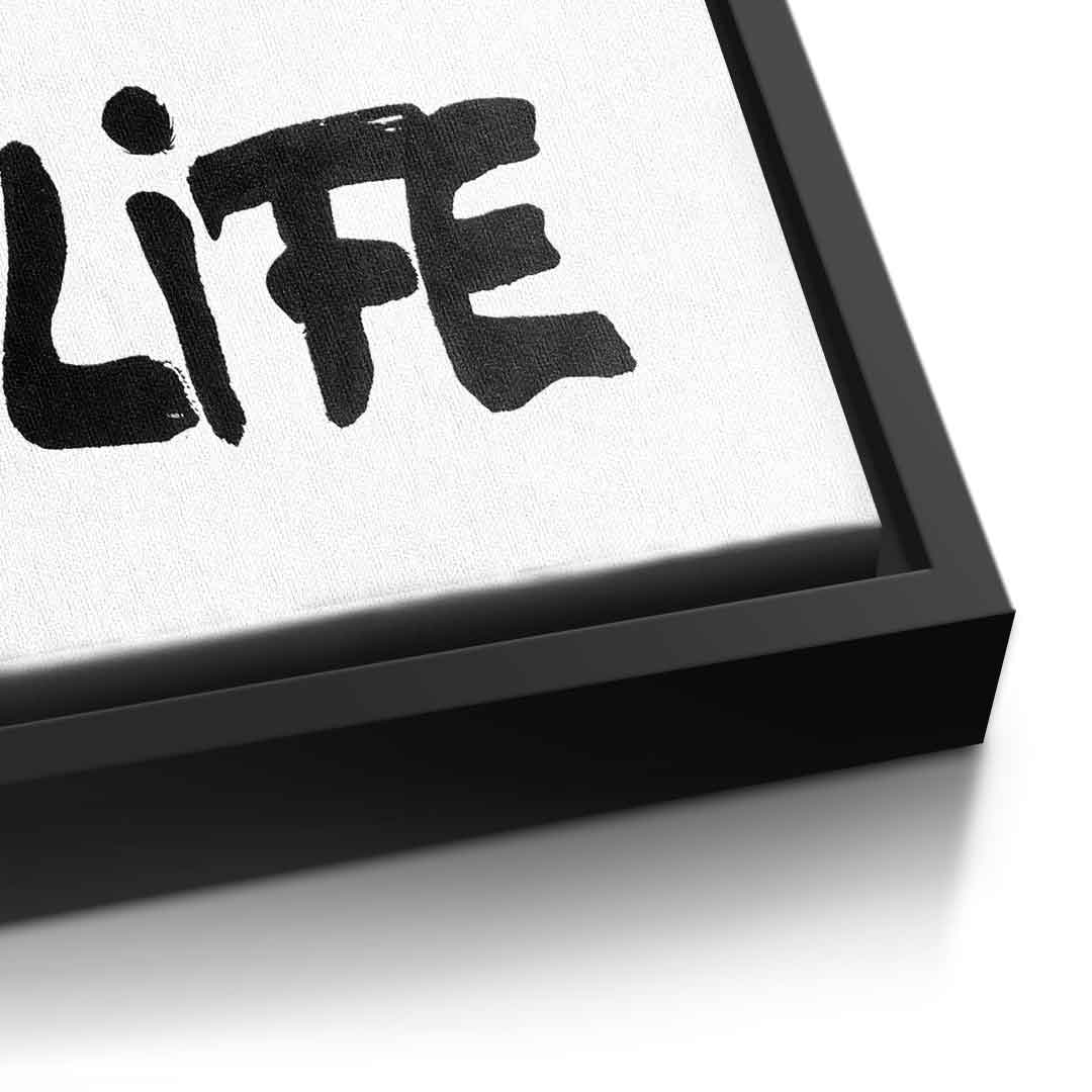 DOTCOMCANVAS live your f***ing best life Leinwandbild Detail schwarzer Rahmen