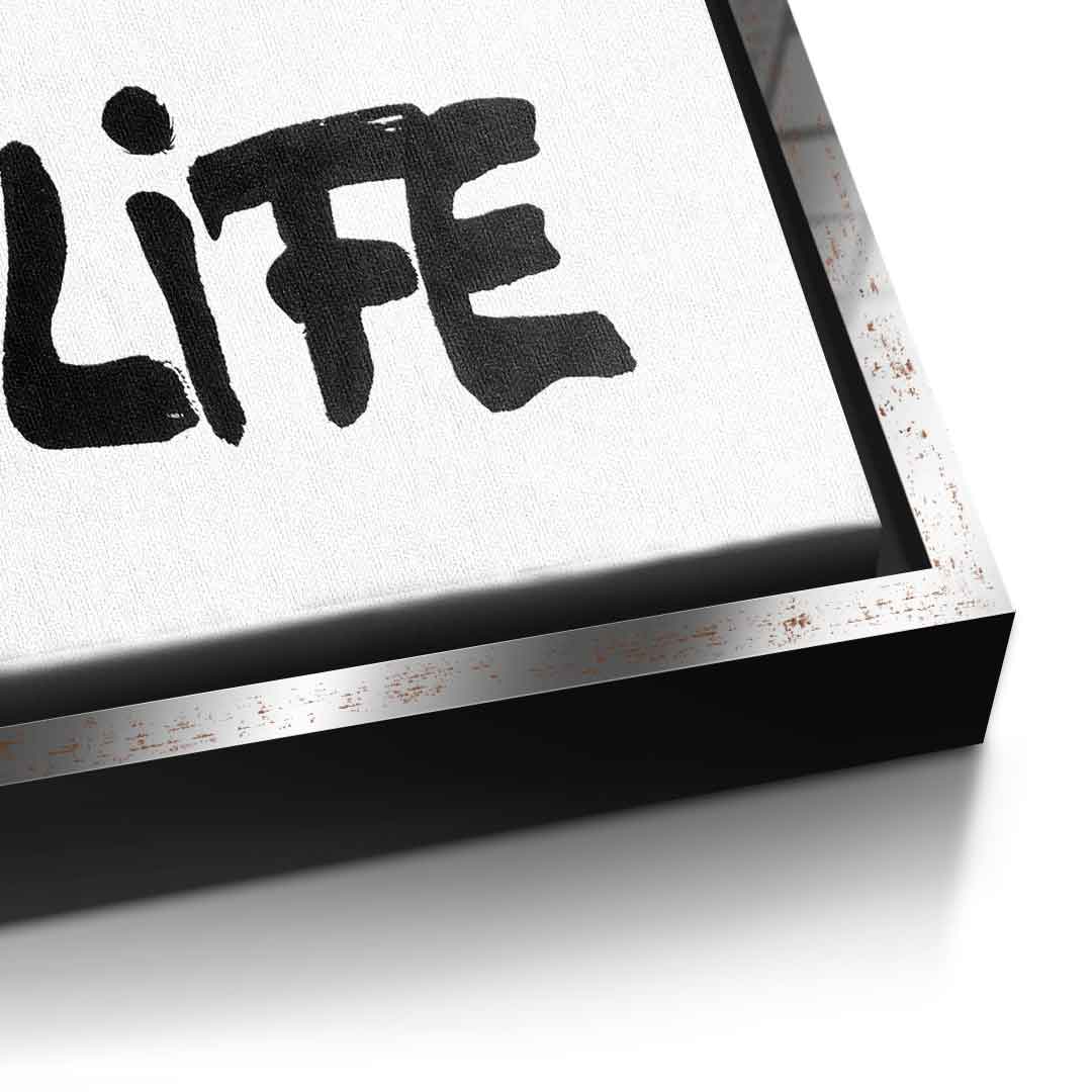 DOTCOMCANVAS live your f***ing best life Leinwandbild Detail Silber Rahmen