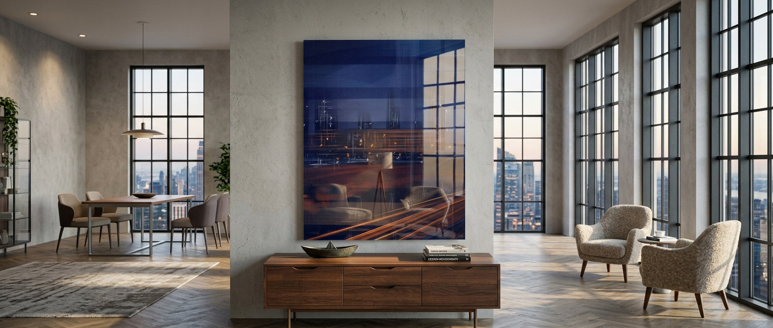 A City Night Permeated with Light Acrylglasbild Banner