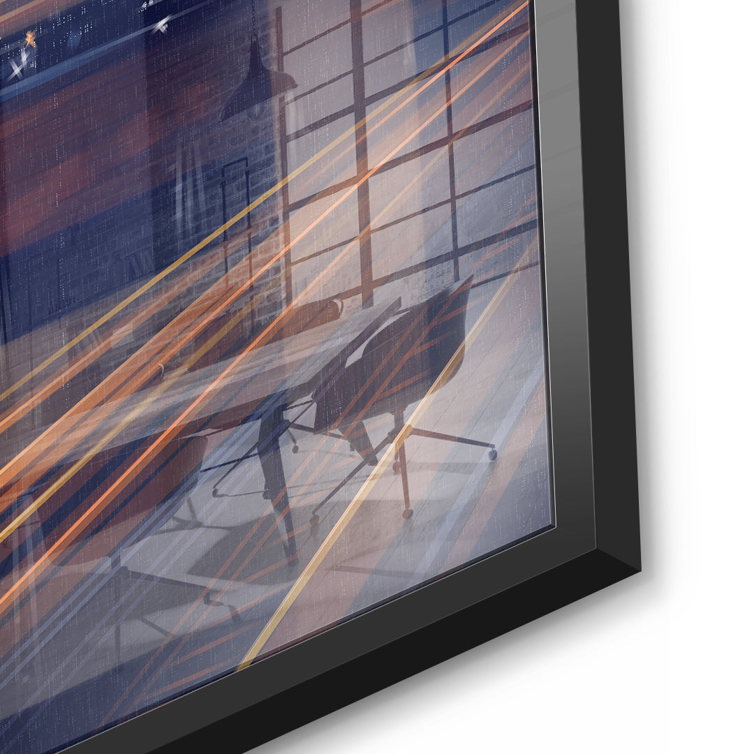 A City Night Permeated with Light Acrylglasbild Detail schwarzer Rahmen