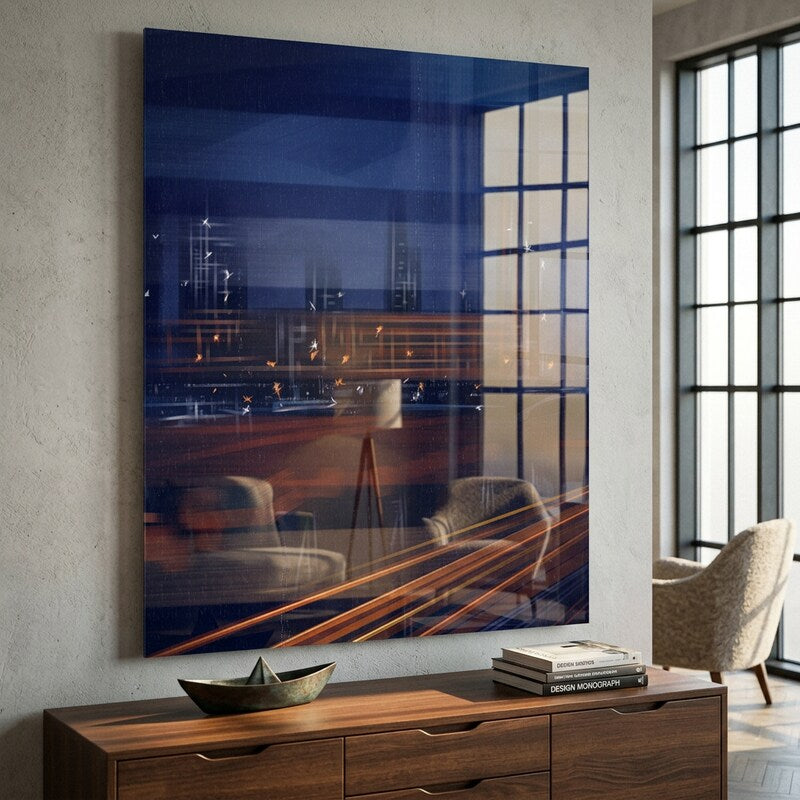 A City Night Permeated with Light Acrylglasbild im Raum