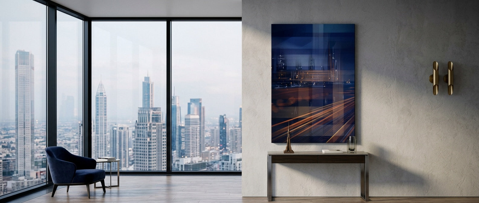 A City Night Permeated with Light Leinwandbild Banner