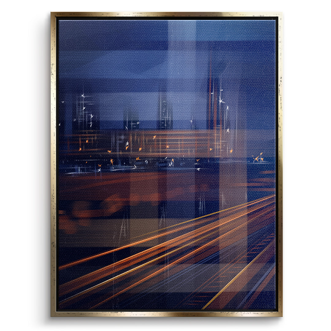 A City Night Permeated with Light Leinwandbild mit goldenem Rahmen