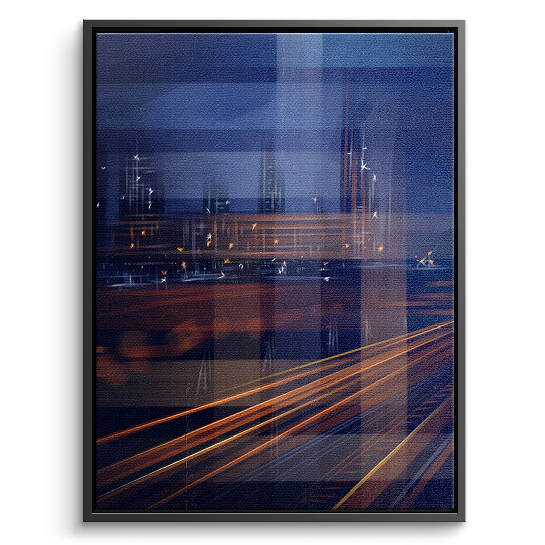 A City Night Permeated with Light Leinwandbild mit schwarzem Rahmen