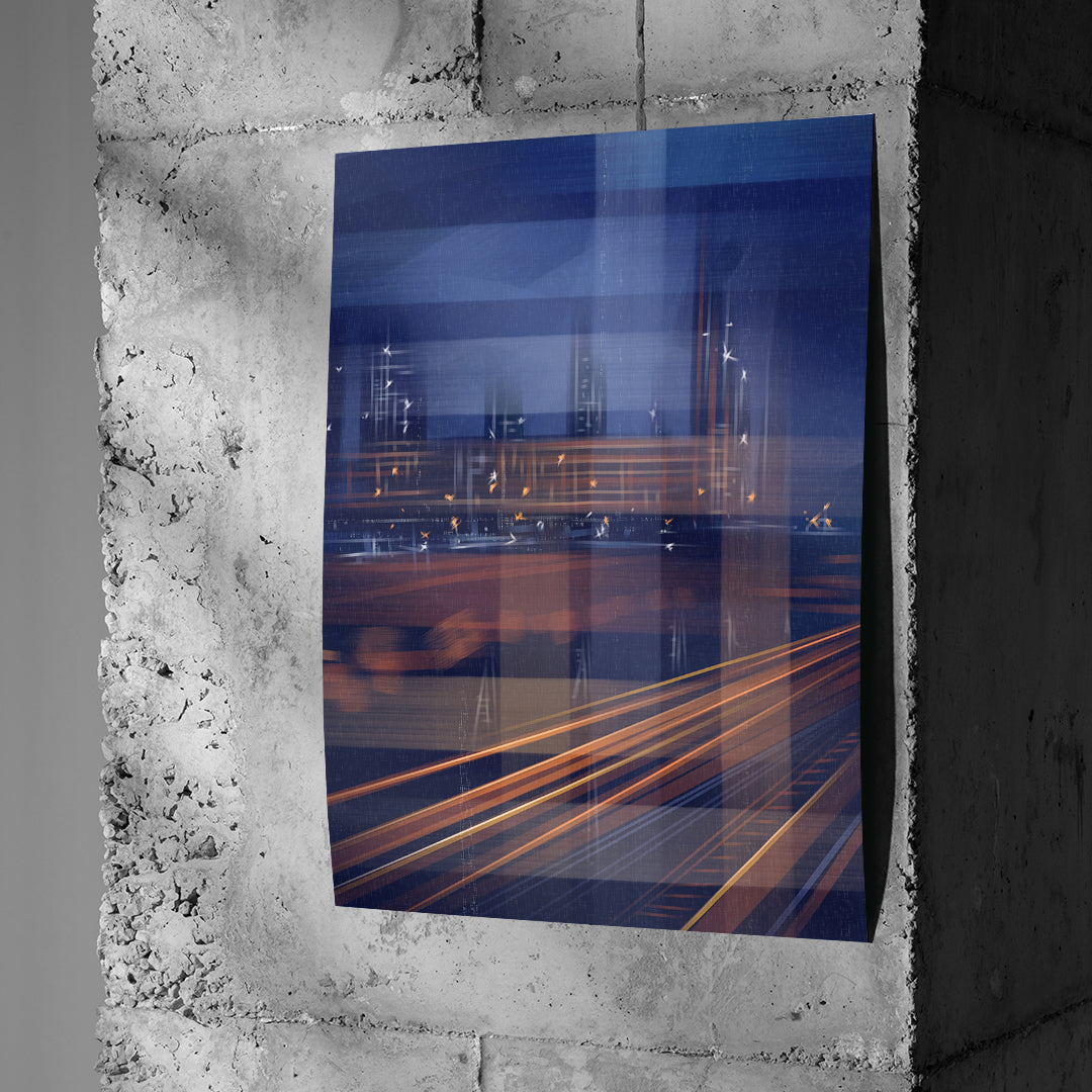 A City Night Permeated with Light Poster an Betonwand
