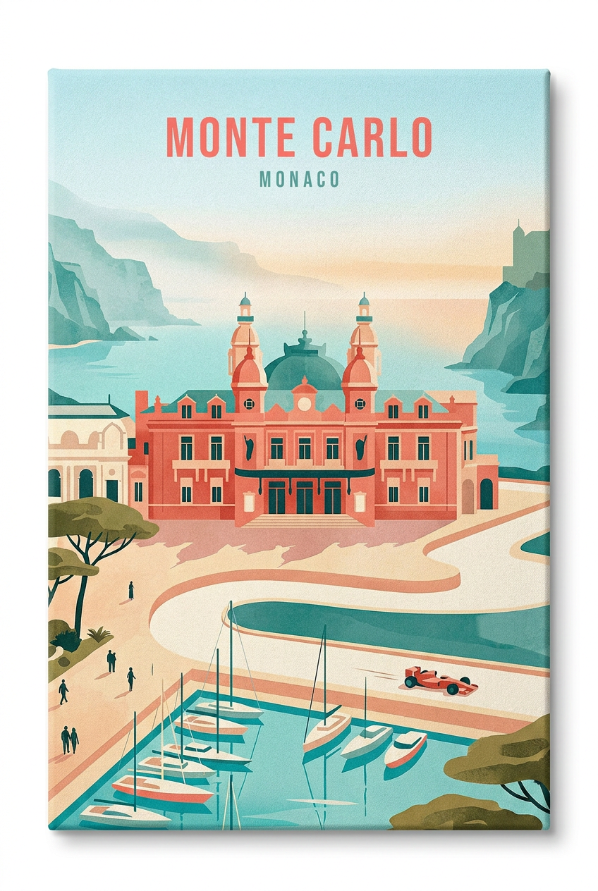 DOTCOMCANVAS Monte Carlo Leinwandbild Vorderansicht ohne Rahmen