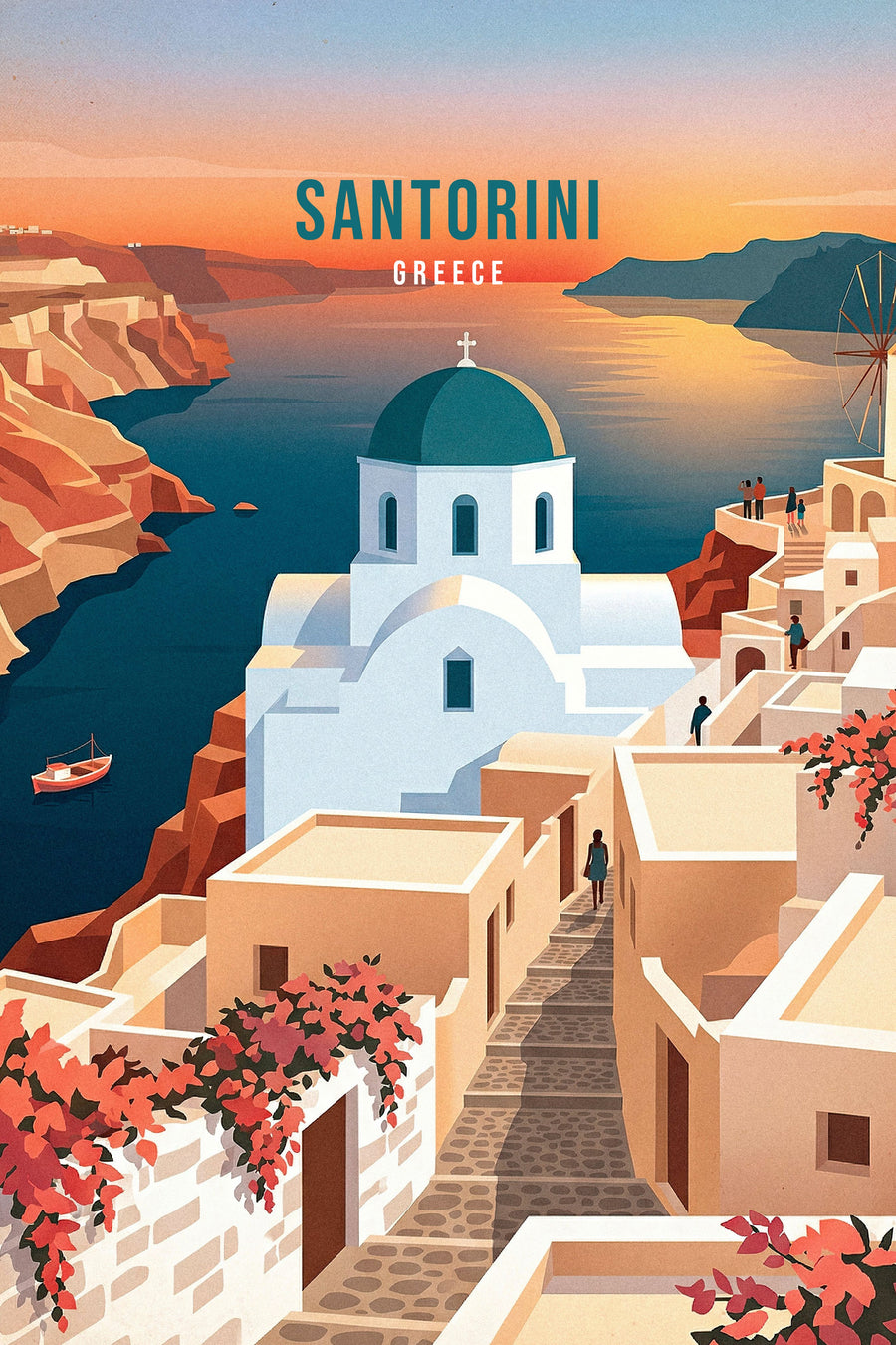 DOTCOMCANVAS 3563 Santorini Leinwandbild Originalmotiv