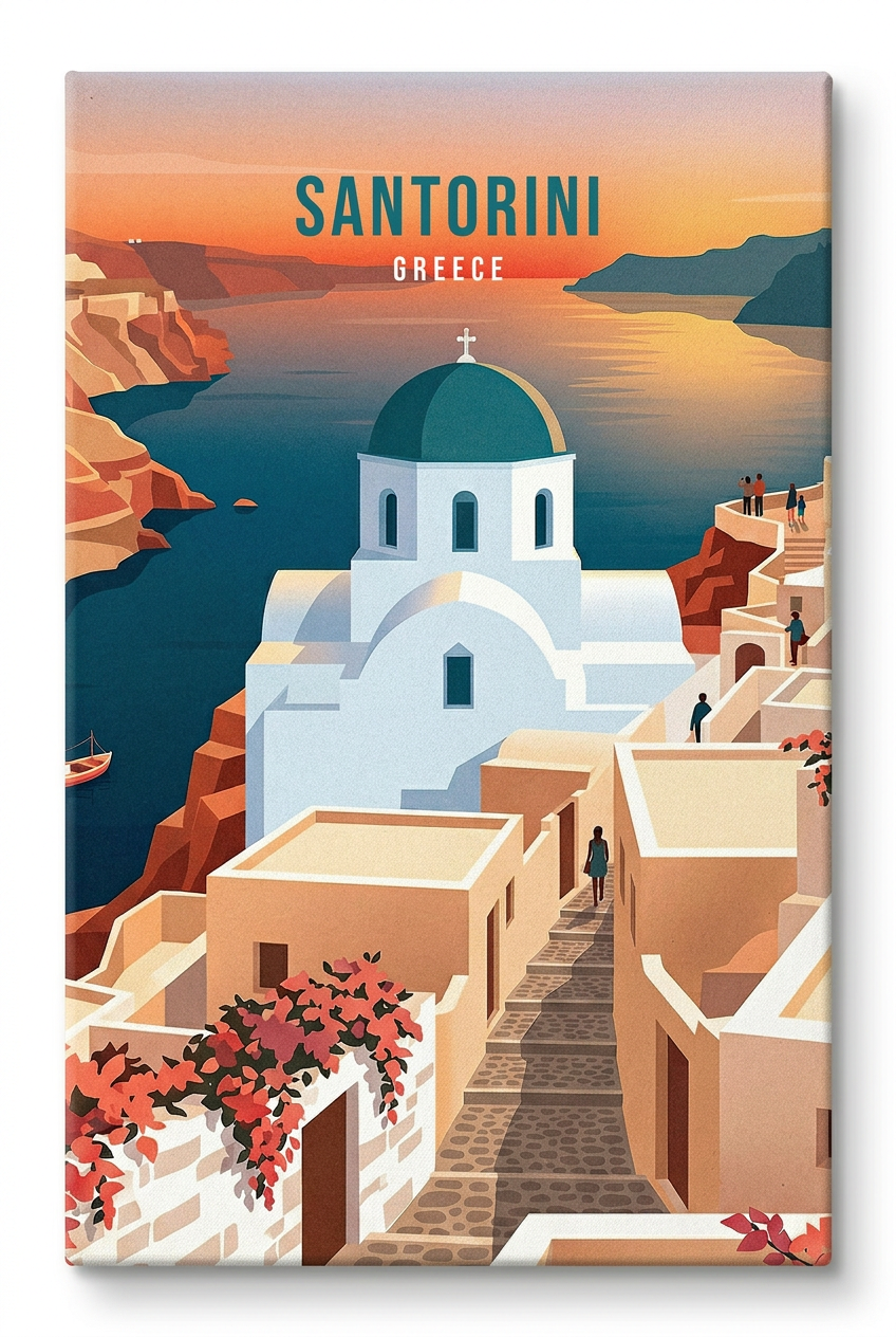 DOTCOMCANVAS Santorini Leinwandbild Vorderansicht ohne Rahmen