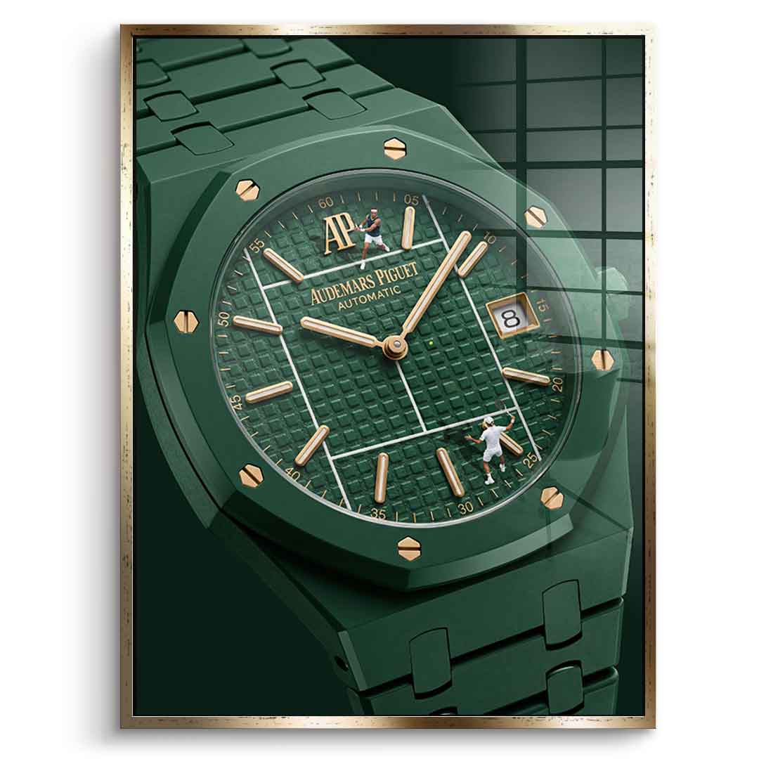Luxury Timepiece – Tennis Acrylglasbild Goldener Rahmen