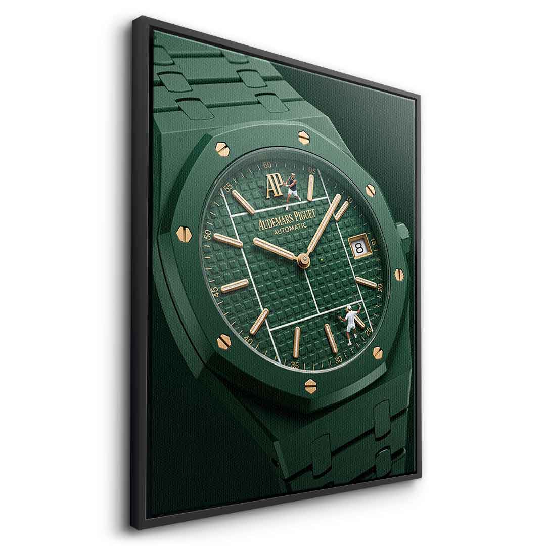 Luxury Timepiece – Tennis Leinwandbild Seitenansicht Schwarzer Rahmen