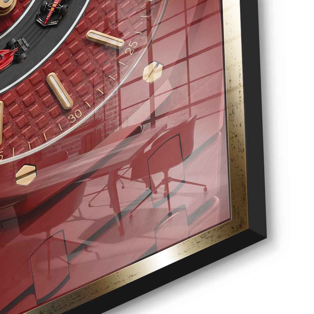 Luxury Timepiece Formula 1 Acrylglasbild Detail goldener Rahmen