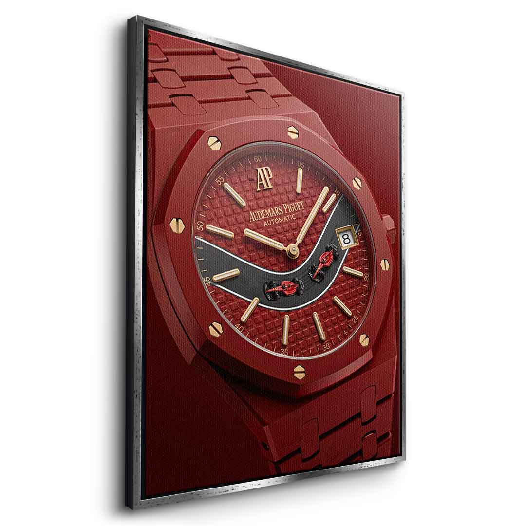 Luxury Timepiece Formula 1 Leinwandbild Seitenansicht Weisser Rahmen