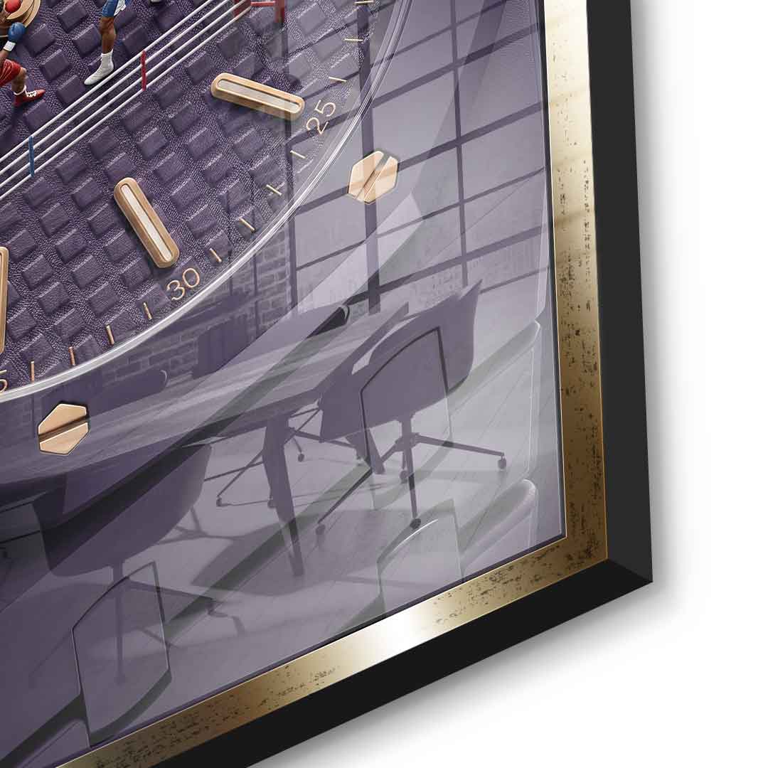 Luxury Timepiece – Boxing Acrylglasbild Detail goldener Rahmen