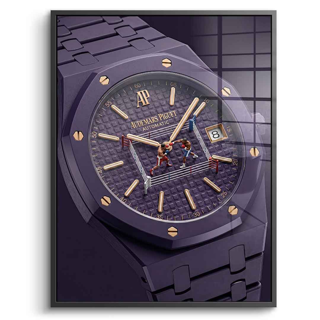 Luxury Timepiece – Boxing Acrylglasbild silberner Rahmen