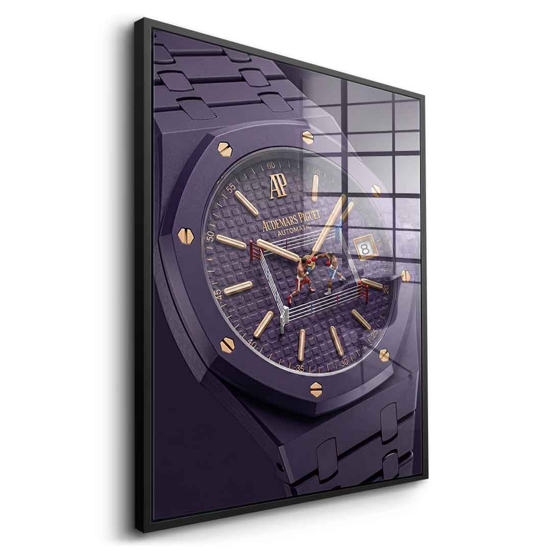 Luxury Timepiece – Boxing Acrylglasbild Seitenansicht schwarzer Rahmen