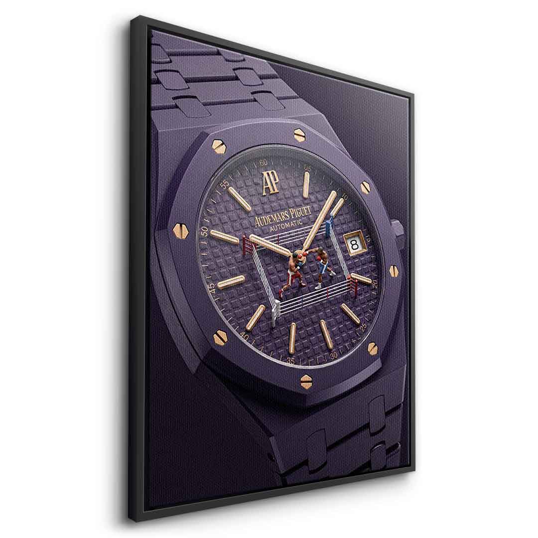 Luxury Timepiece – Boxing Leinwandbild Seitenansicht schwarzer Rahmen