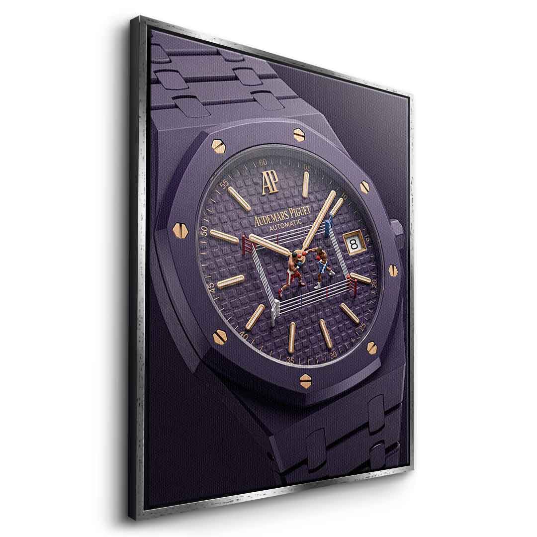 Luxury Timepiece – Boxing Leinwandbild Seitenansicht weißer Rahmen
