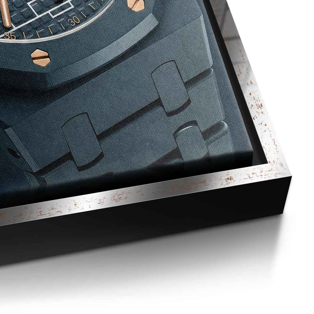 Luxury Timepiece – Football Leinwandbild Detail Silber