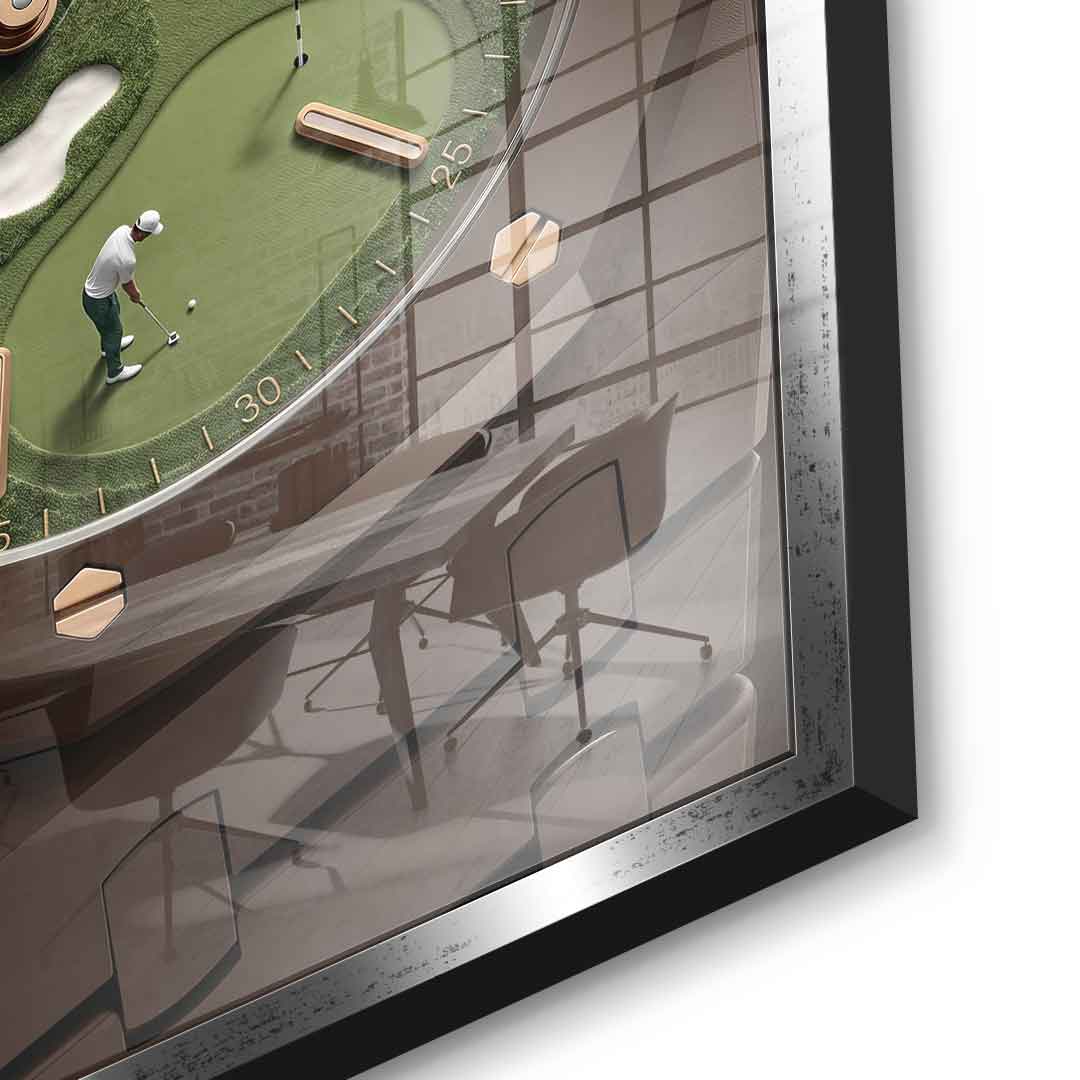 Luxury Timepiece – Golf Acrylglasbild Detailansicht Silber