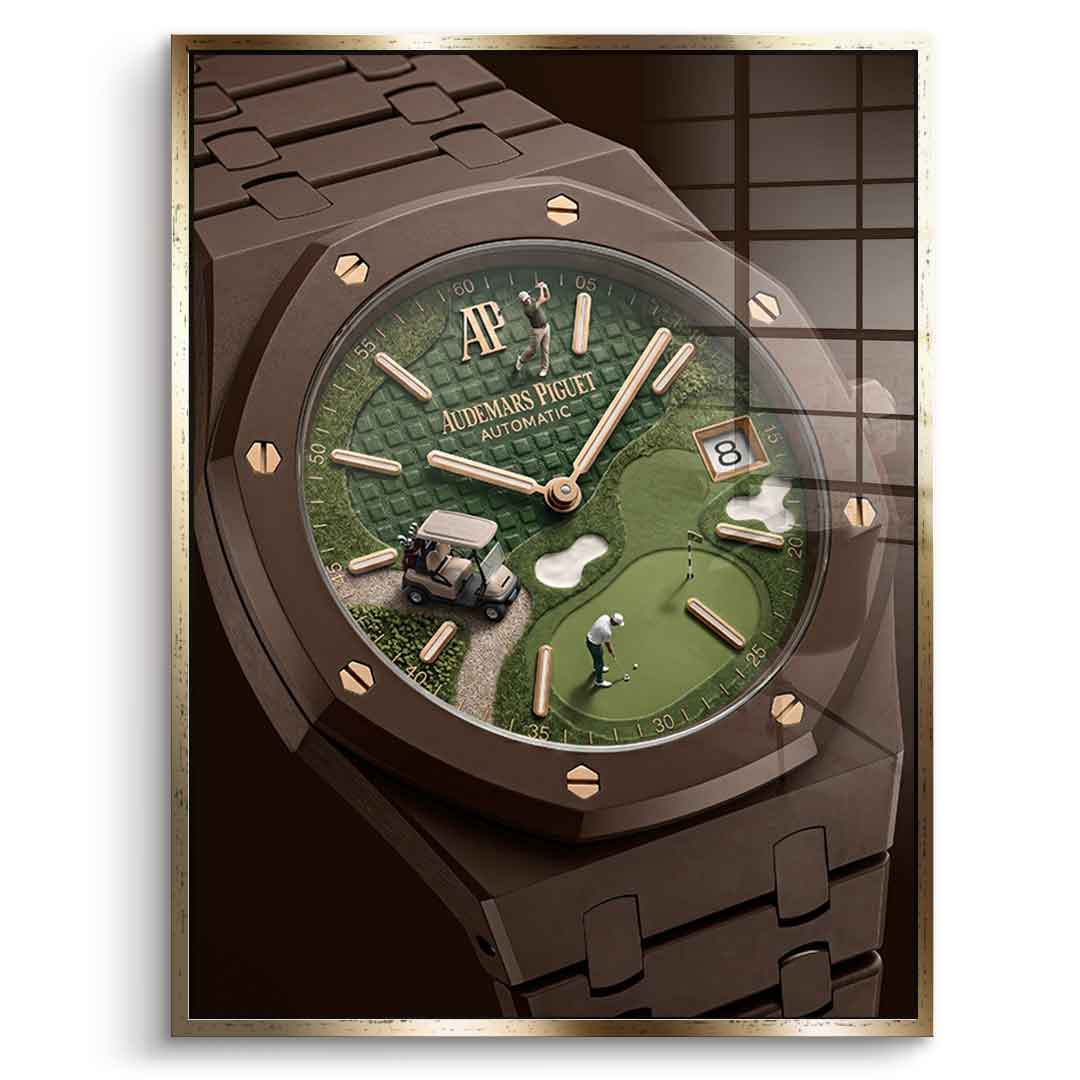 Luxury Timepiece – Golf Acrylglasbild Gold