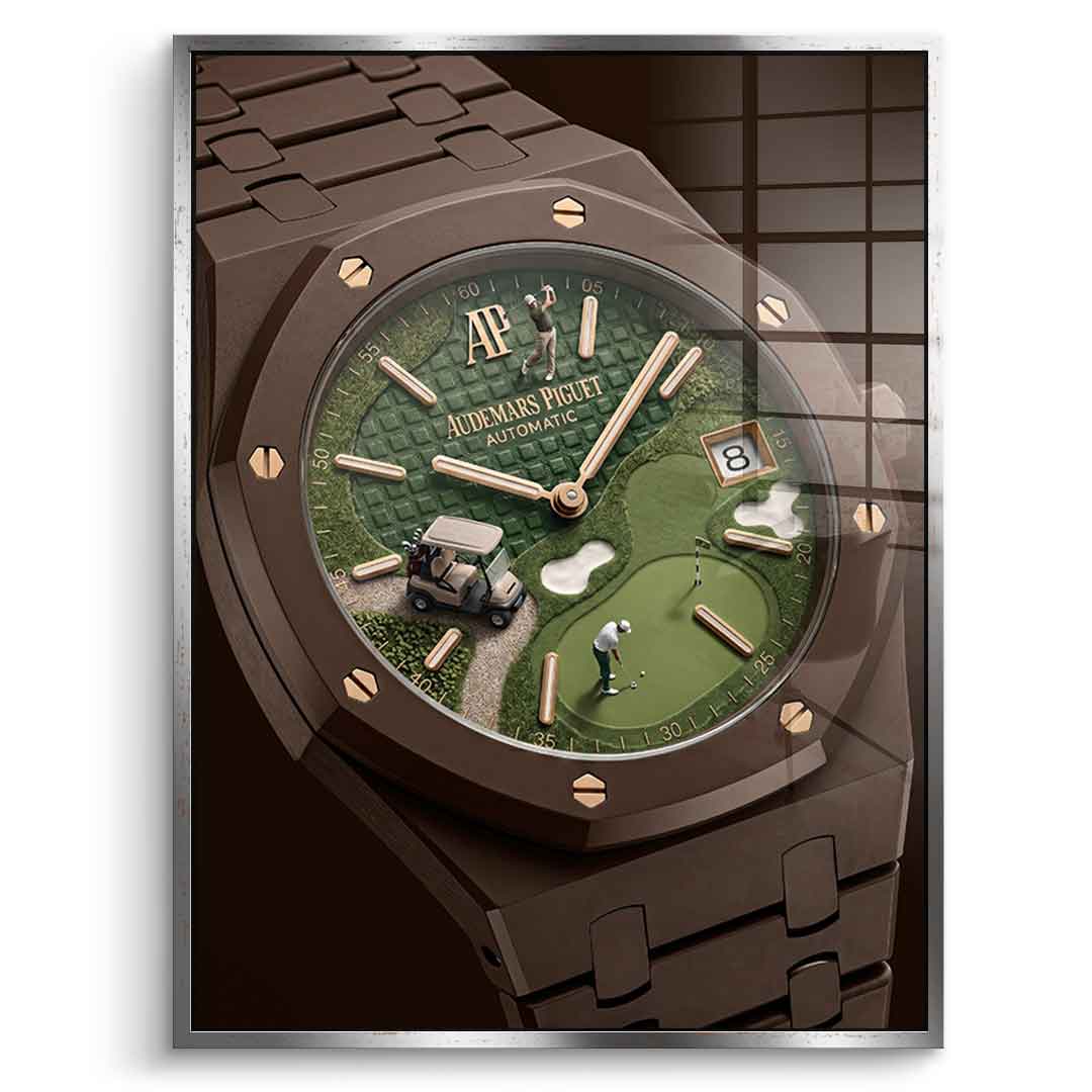 Luxury Timepiece – Golf Acrylglasbild Schwarz