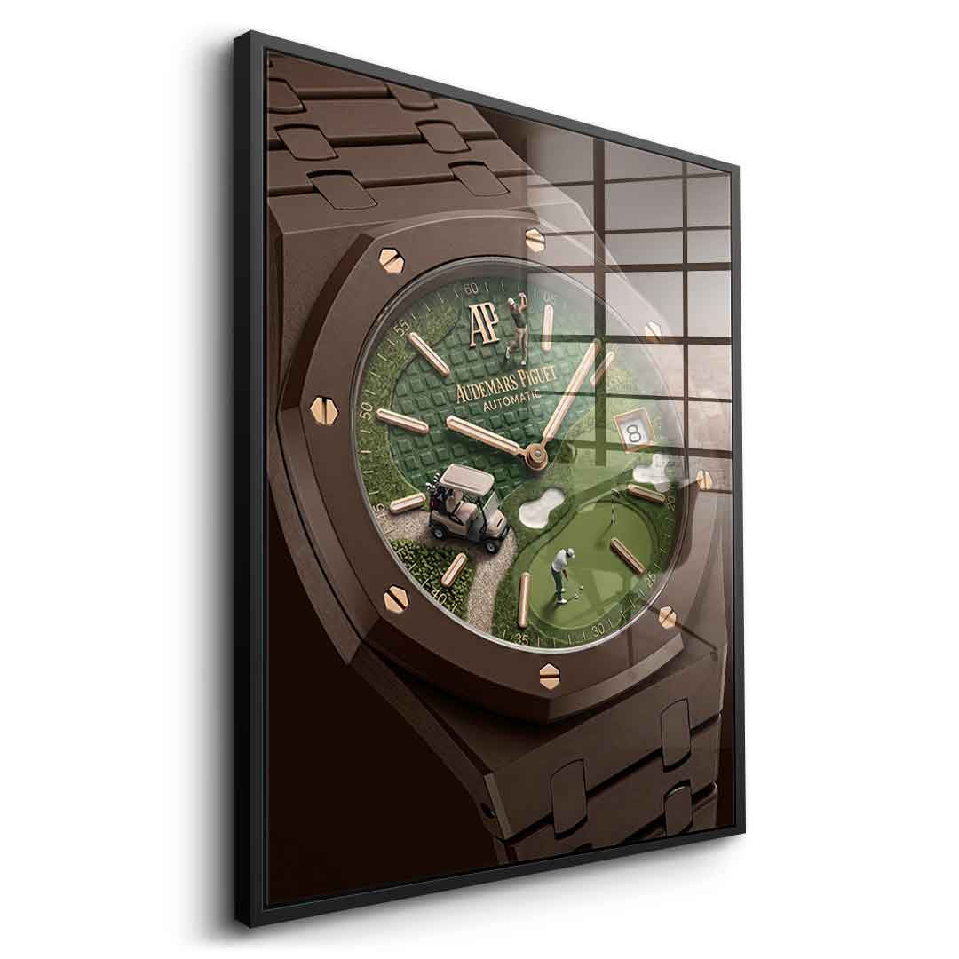 Luxury Timepiece – Golf Acrylglasbild Seitenansicht Schwarz