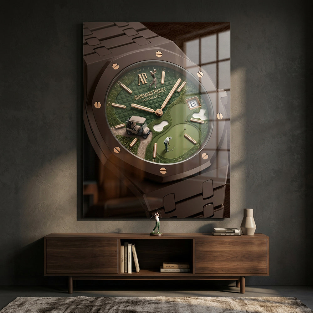 Luxury Timepiece – Golf Acrylglasbild Raumansicht