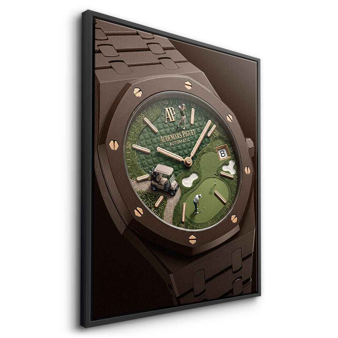 Luxury Timepiece – Golf Leinwandbild Seitenansicht Schwarz