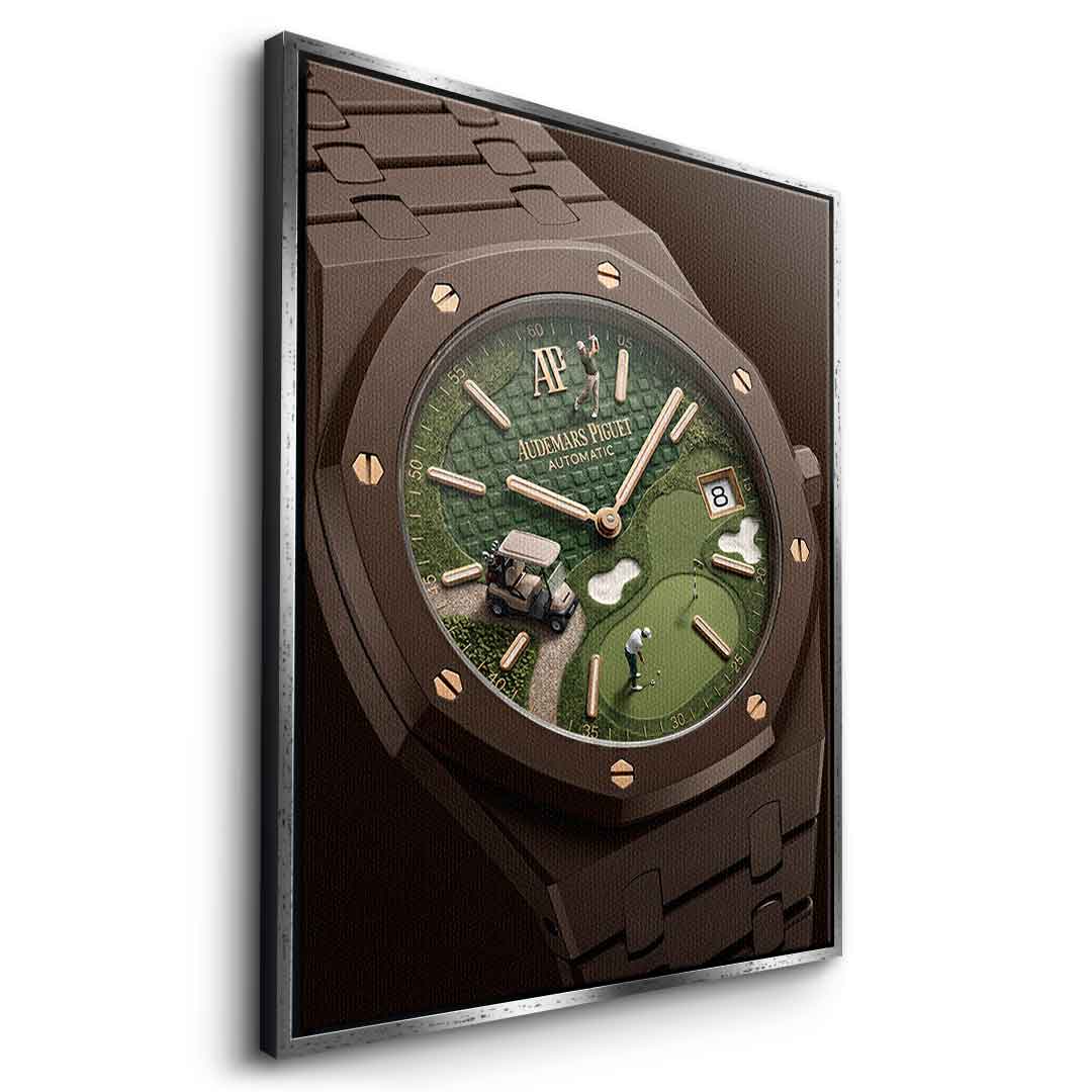 Luxury Timepiece – Golf Leinwandbild Seitenansicht Weiß