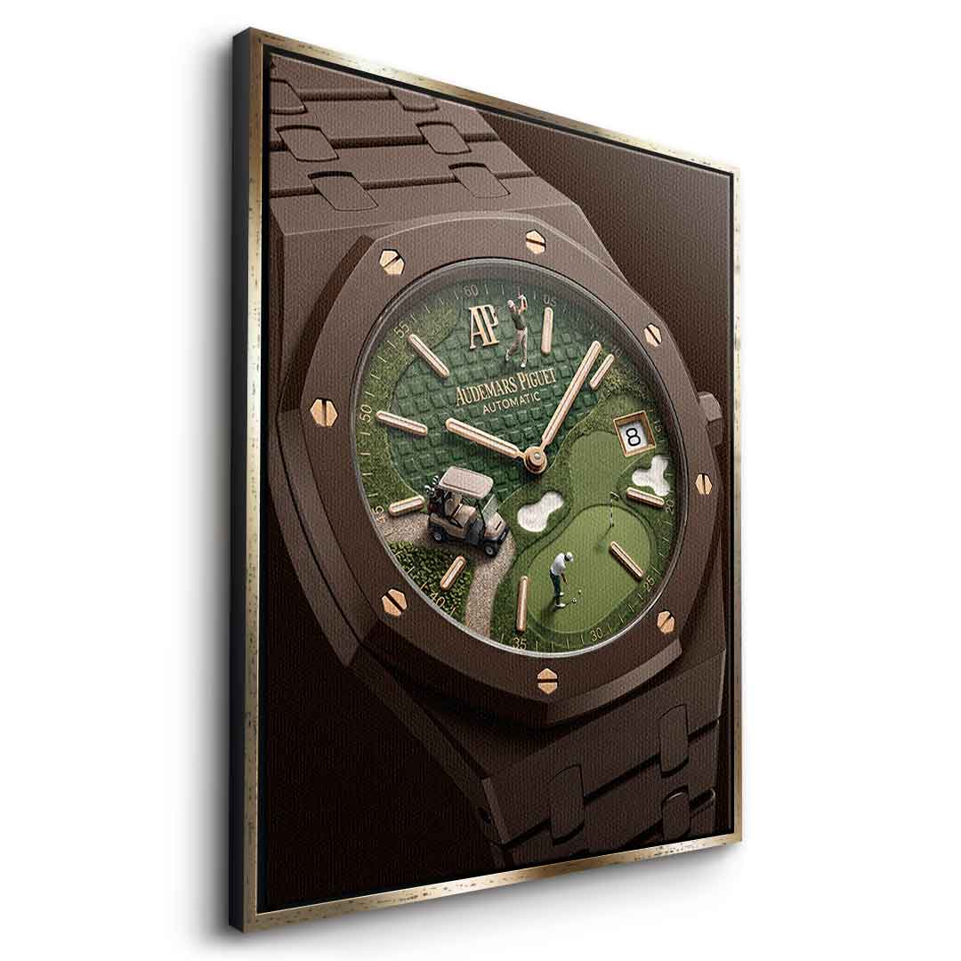 Luxury Timepiece – Golf Leinwandbild Seitenansicht Gold