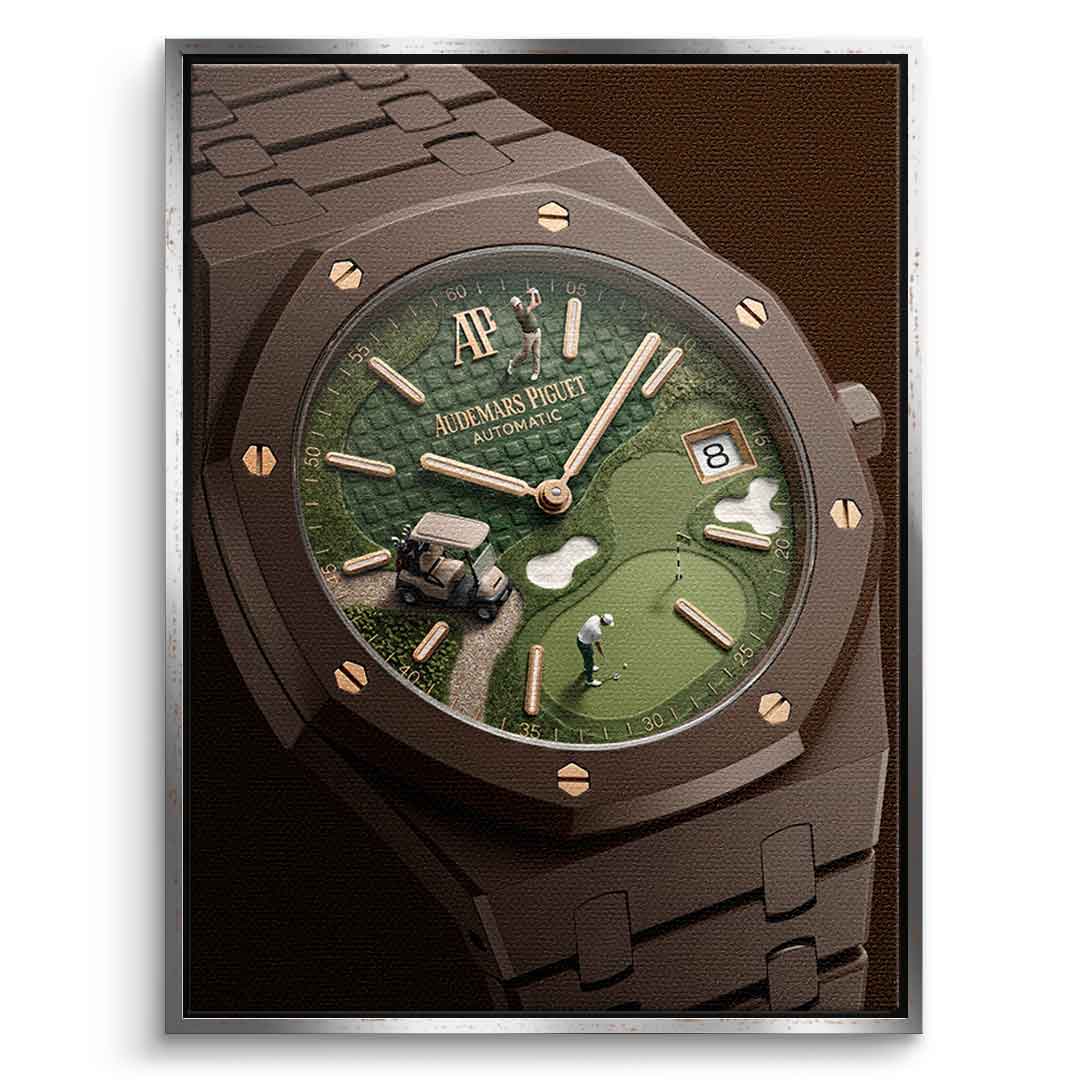 Luxury Timepiece – Golf Leinwandbild Schwarzer Rahmen