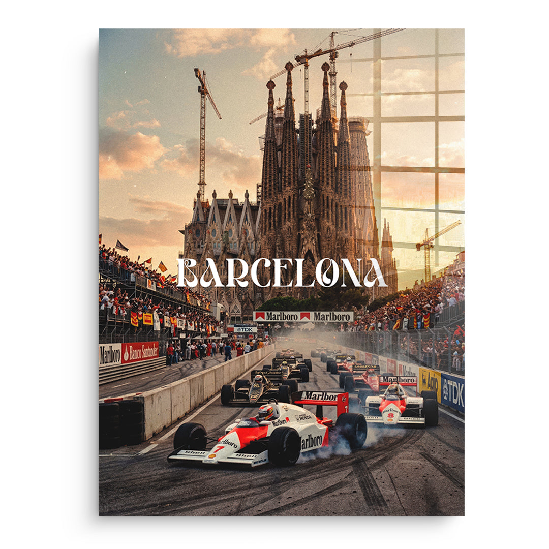 DOTCOMCANVAS Barcelona F1 Acrylglasbild Vorderansicht ohne Rahmen