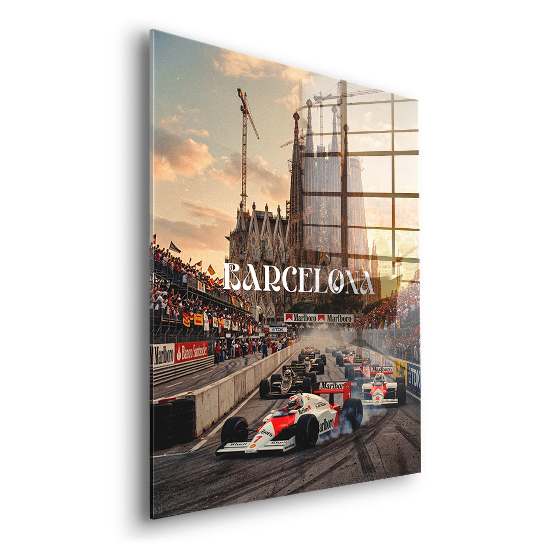 DOTCOMCANVAS Barcelona F1 Acrylglasbild Seitenansicht ohne Rahmen