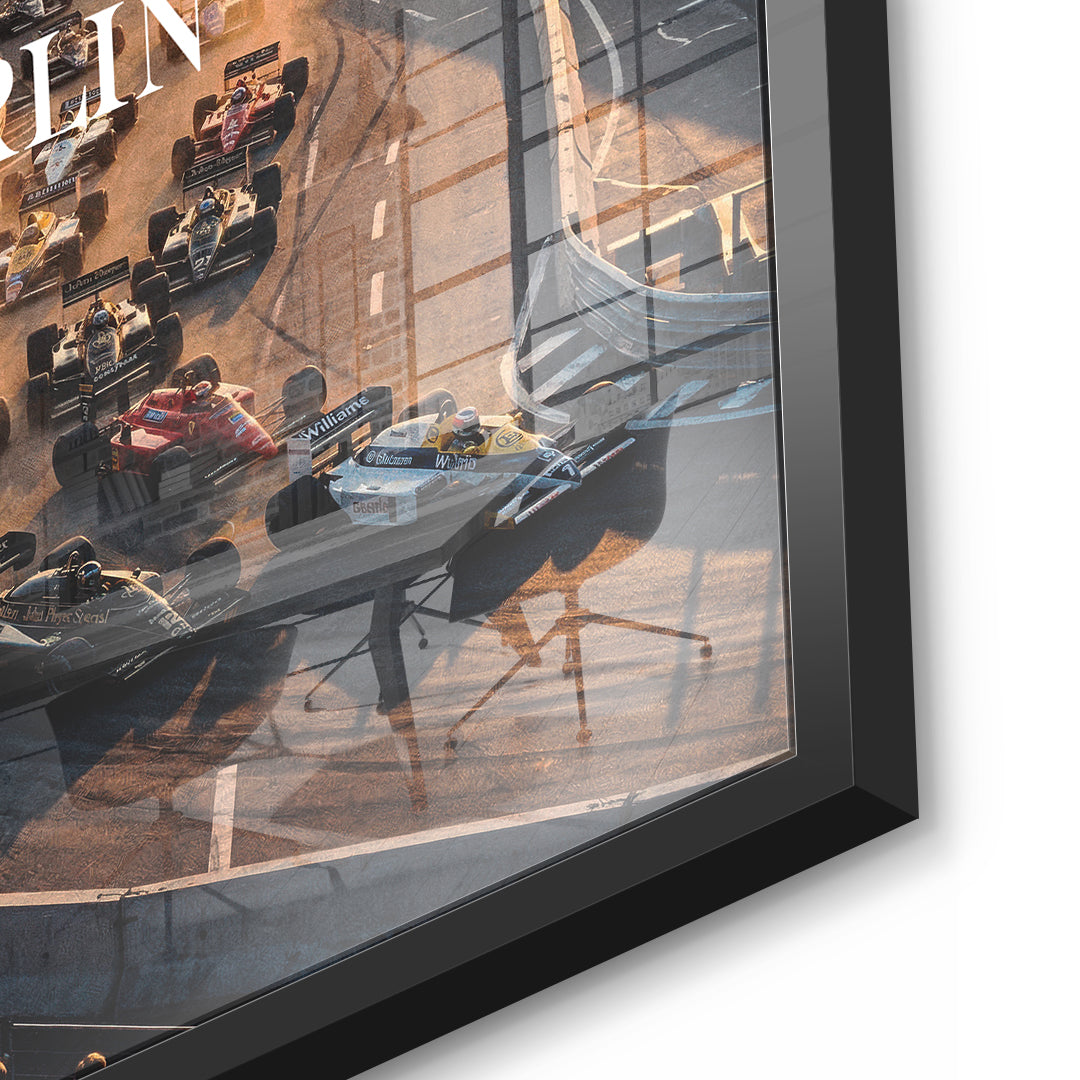 DOTCOMCANVAS Berlin F1 Acrylglasbild Detailansicht mit schwarzem Rahmen