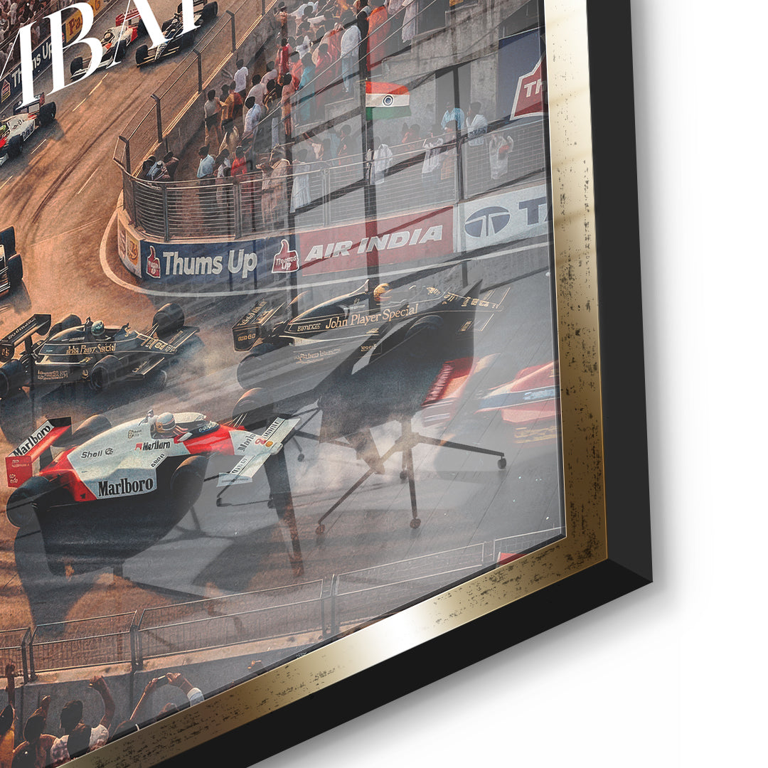 Mumbai F1 Acrylglas Detailansicht Goldener Rahmen