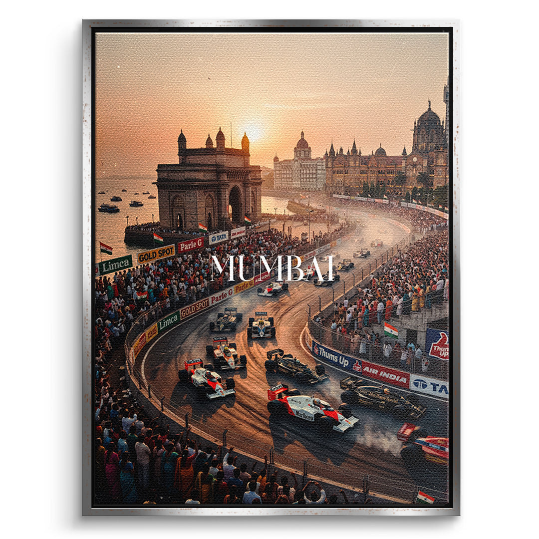 Mumbai F1 Leinwandbild Silberner Rahmen