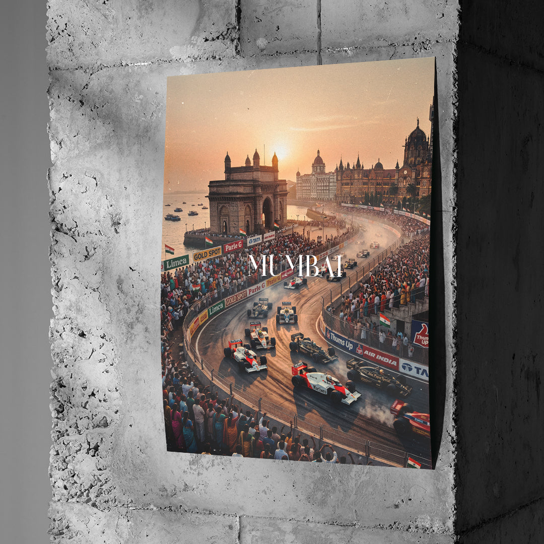 Mumbai F1 Poster an Betonwand