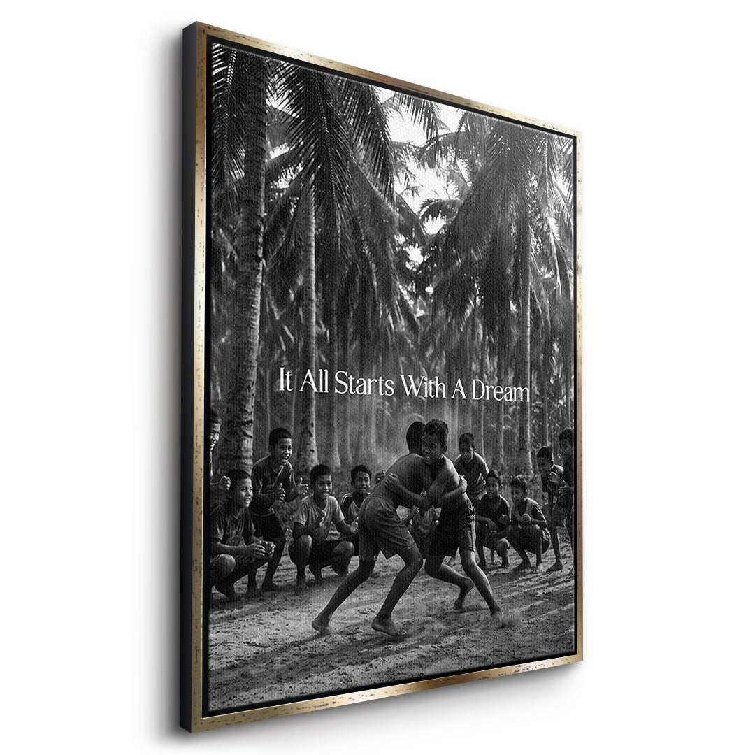 Dream Wrestling Leinwand Side Gold Frame