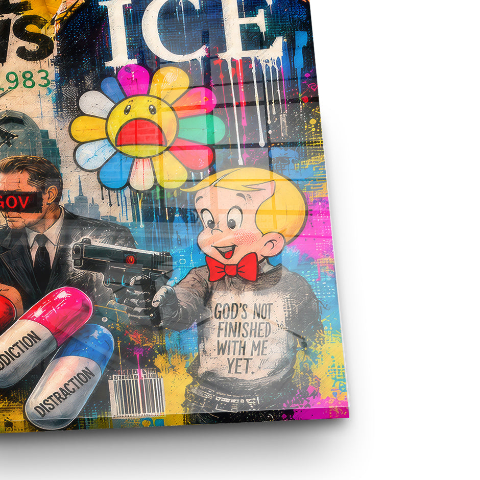 DOTCOMCANVAS THE WORLD IS GOING CRAZY Acrylglasbild Echtheitszertifikat