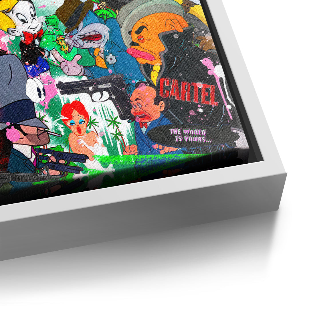 DOTCOMCANVAS Cartoon Cartel Leinwandbild Detailansicht mit weissem Rahmen