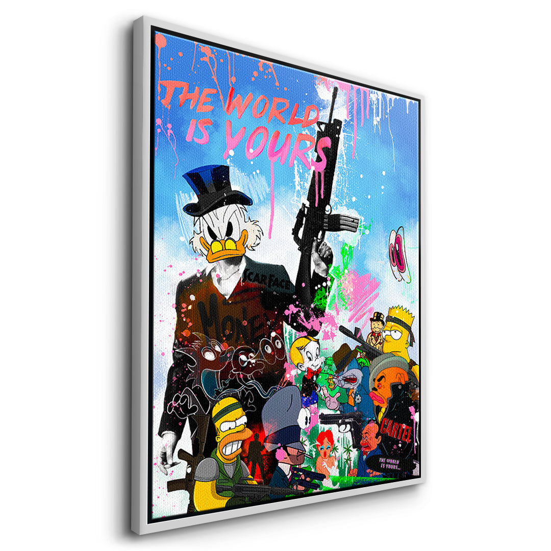 DOTCOMCANVAS Cartoon Cartel Leinwandbild Seitenansicht mit weissem Rahmen