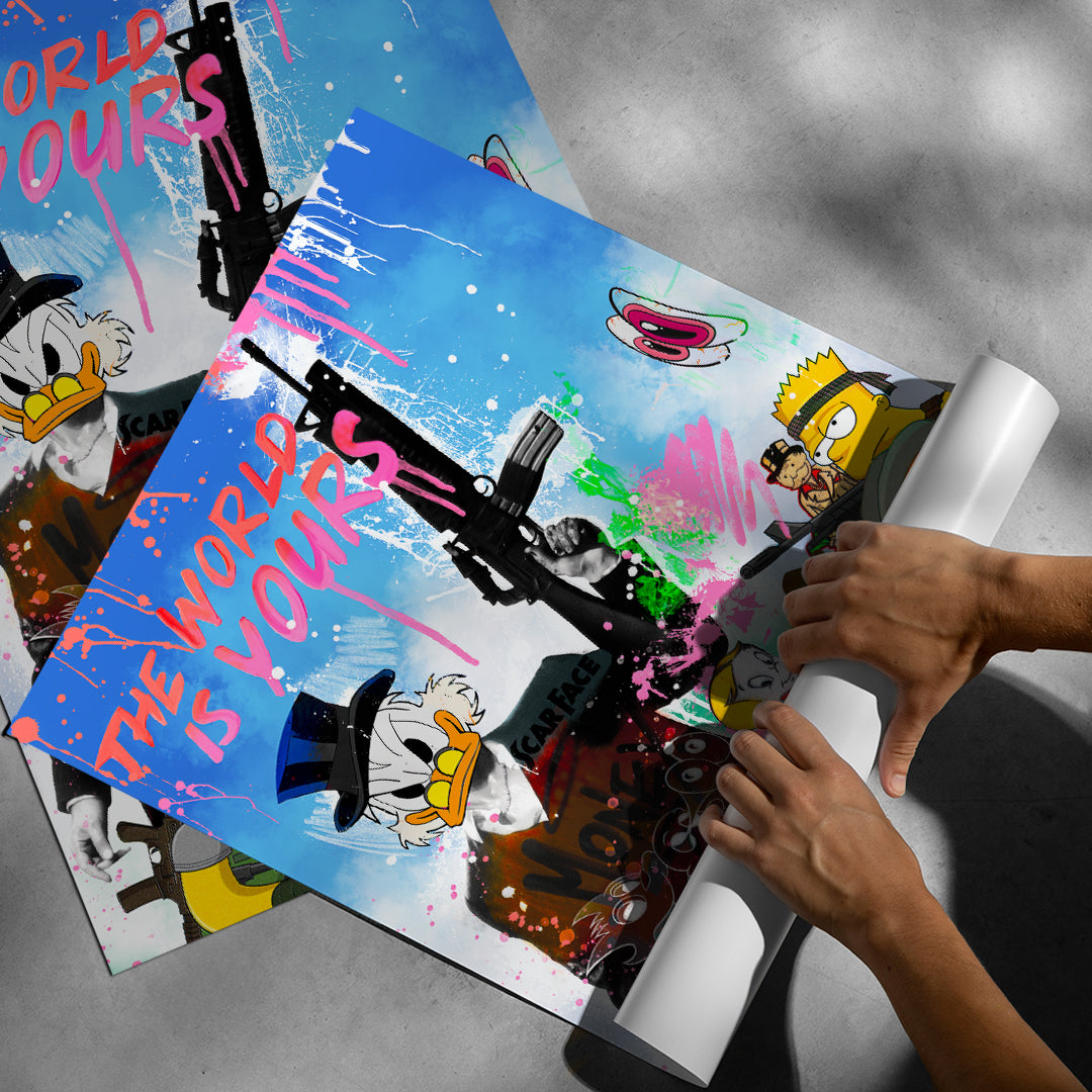 DOTCOMCANVAS Cartoon Cartel Poster gerollt