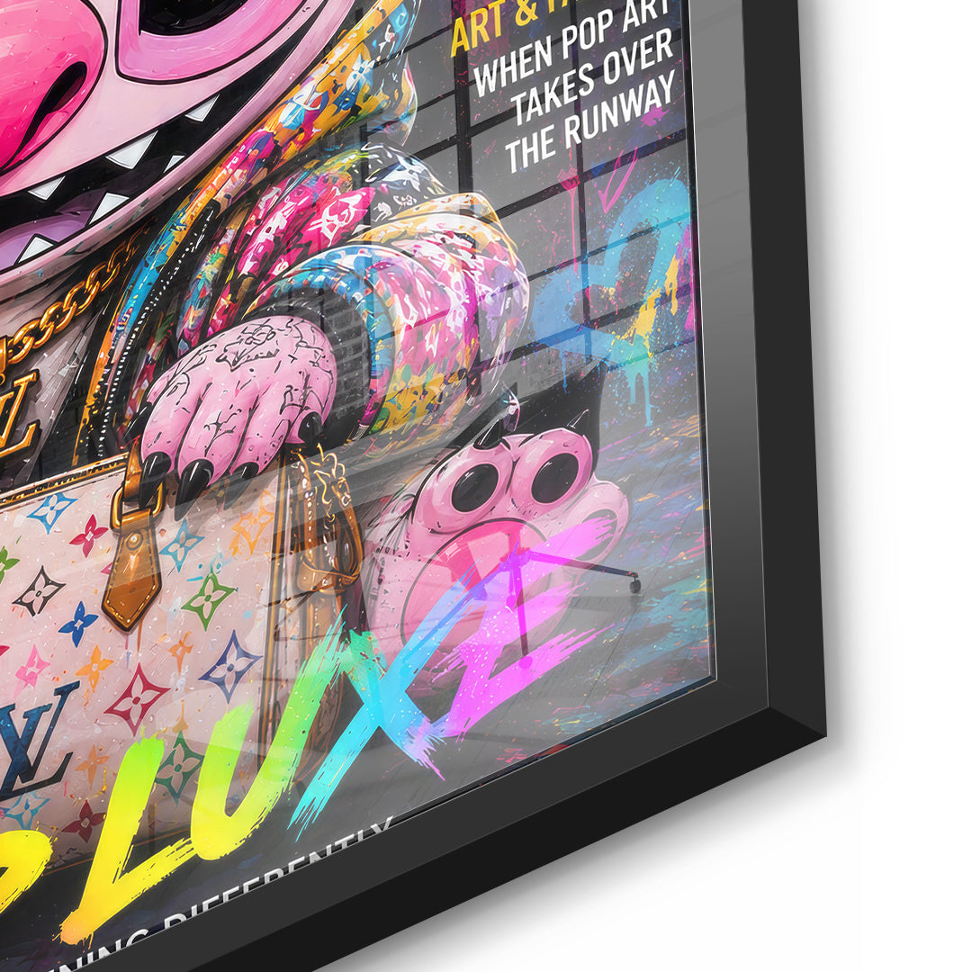 DOTCOMCANVAS Pop Luxe Acrylglasbild Detailansicht mit schwarzem Rahmen