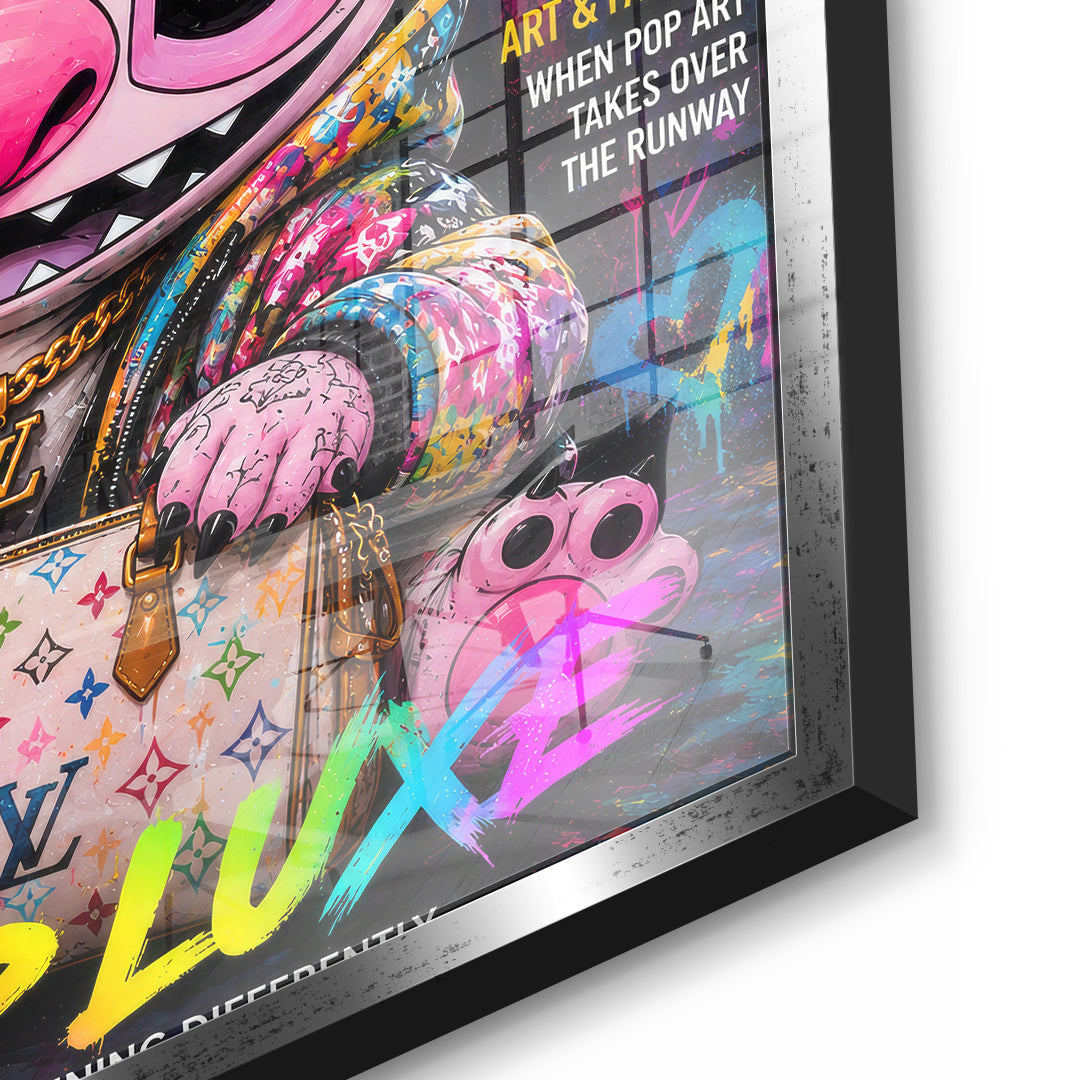 DOTCOMCANVAS Pop Luxe Acrylglasbild Detailansicht mit silbernem Rahmen