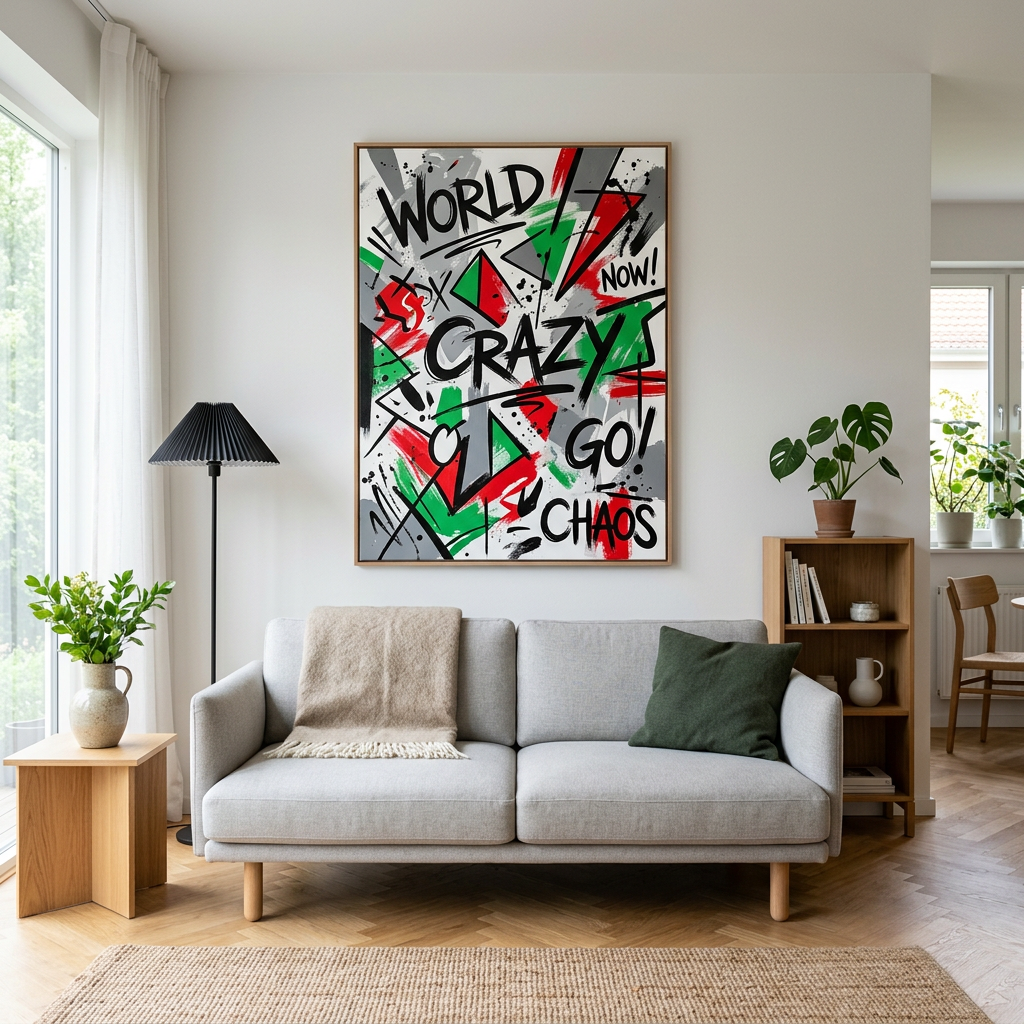 World Crazy Leinwandbild Wohnzimmer Mockup