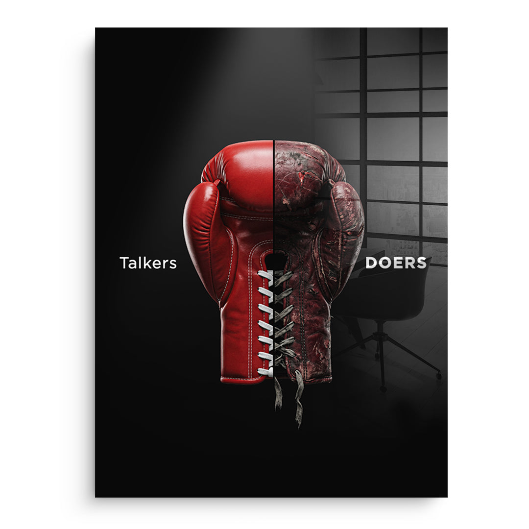 DOTCOMCANVAS Acrylglasbild Talkers Vs Doers Boxing ohne Rahmen